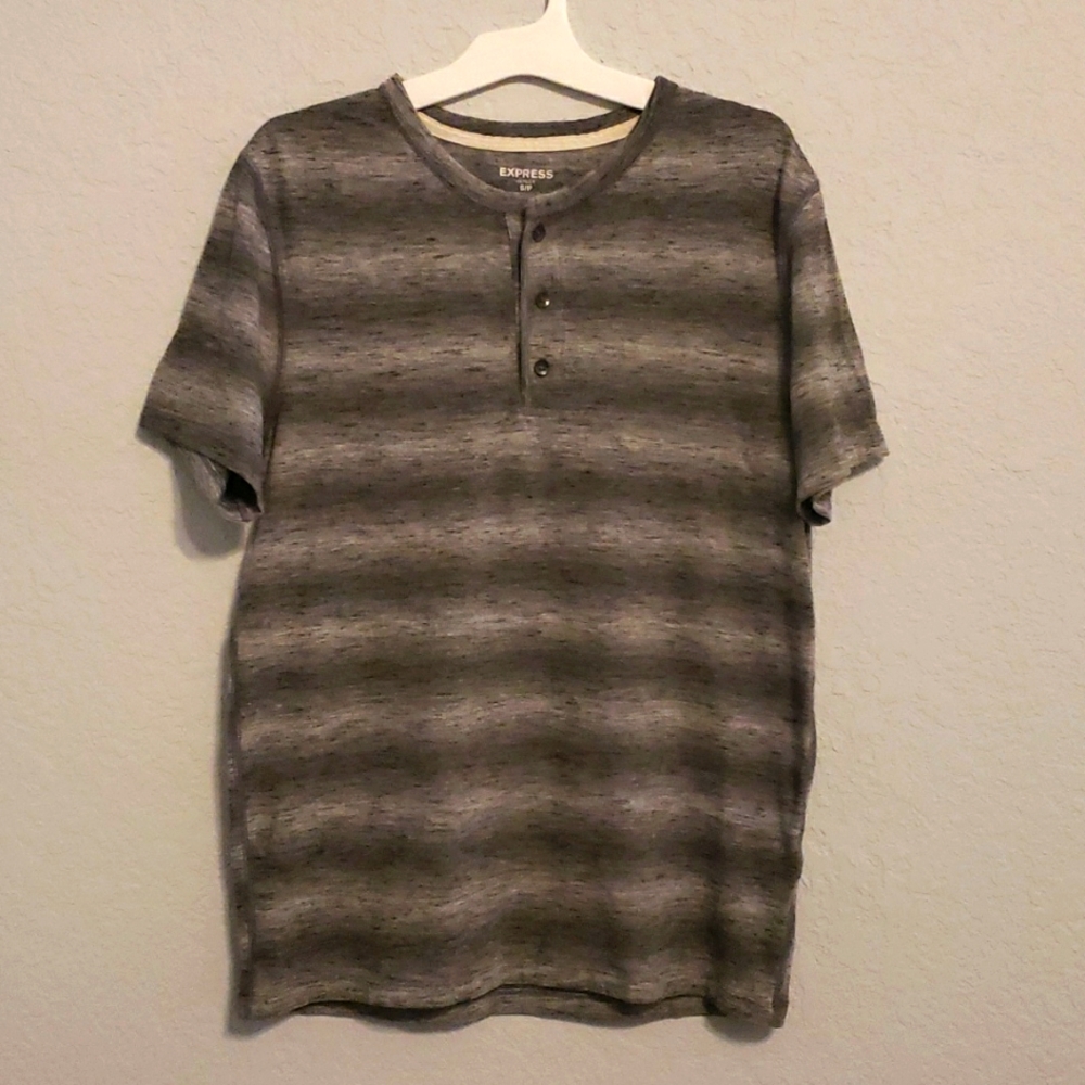 Men's Express Causal Button Shirt, Small, Grey and Black